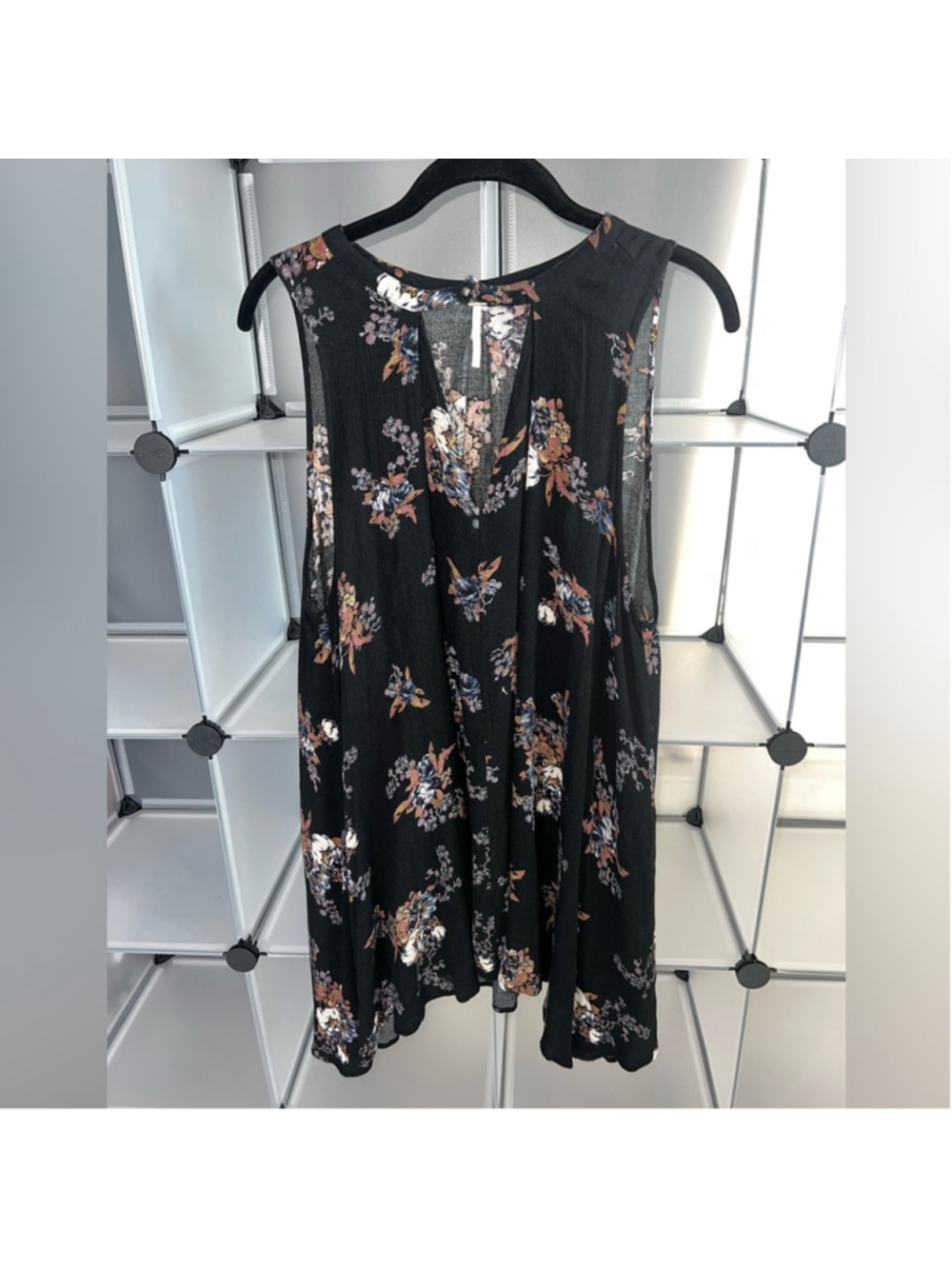 Free People Trapeze Sleeveless Tree Swing Tunic Top Size S Black Floral